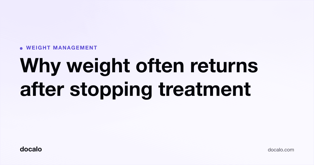 Docalo article card, Weight management: “Why weight often returns after stopping treatment”.